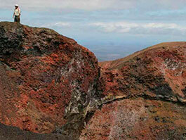 galapagos islands volcano with tourist