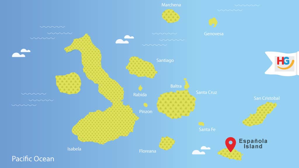 espanola eiland galapagos kaart - waar is espanola galapagos?