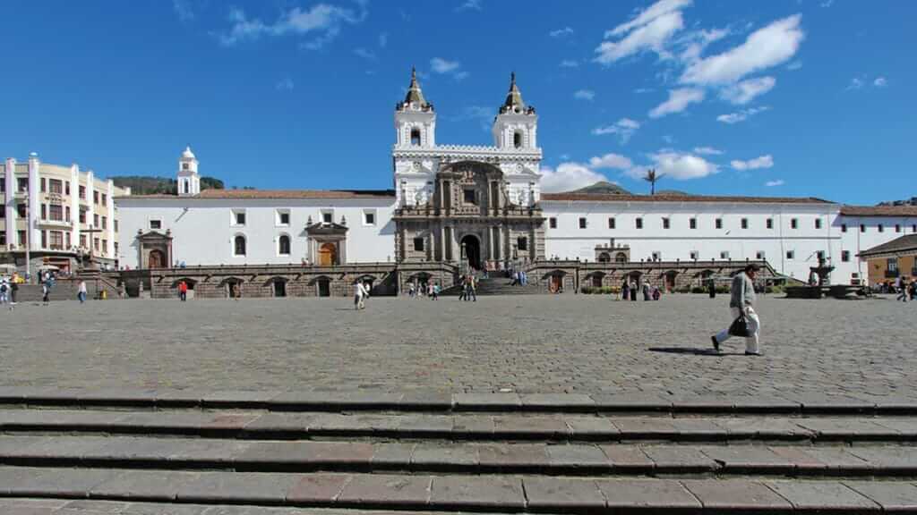 quito colonial san francisco plaza and convent in old town
