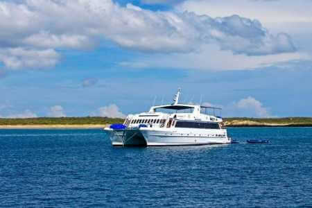 Archipel 2 catamaran cruise on a sunny day at the Galapagos islands