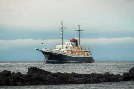 Evolution cruise ship at the Galapagos Islands