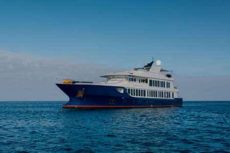 Origin yacht anchored at kicker rock galapagos islands