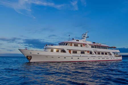 side view of the passion cruise yacht at the Galapagos islands
