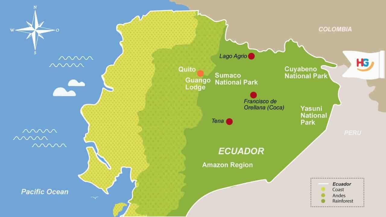 Guango Lodge ecuador Map