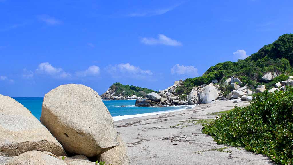 large boulders and beach at tayrona colombia
