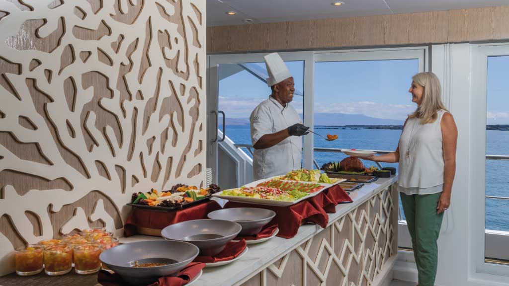 Dining-area-aboard-the-Elite cruise yacht galapagos