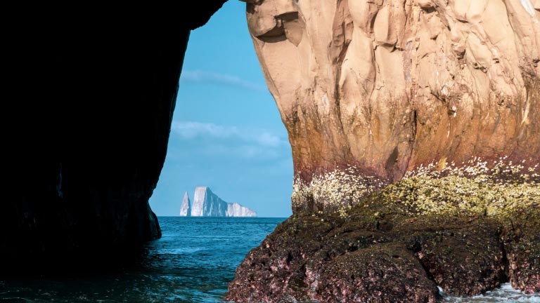 Kicker-Rock-in-the-Galapagos-framed-between-two-rocks