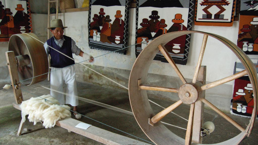 traditional otavalo weaver in ecuador