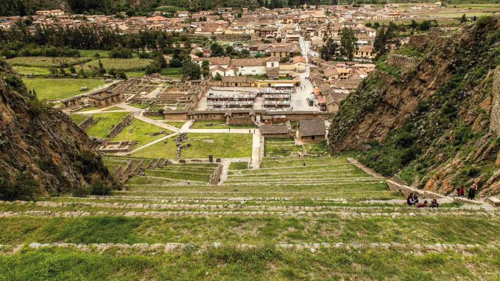 peru sacred valley ruins and terraces