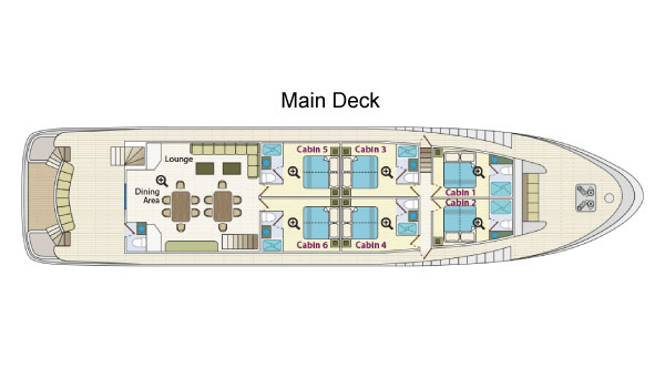 Angel Yacht, cubierta principal, 2025