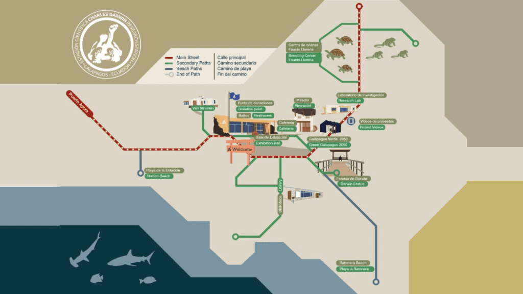 how to get to galapagos charles darwin research station - map of puerto ayora santa cruz