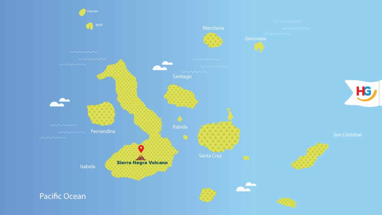 sierra negra volcano galapagos islands location map