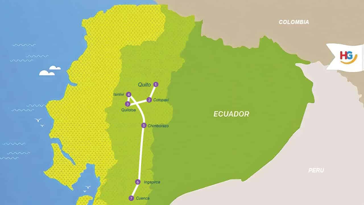 Ecuador beste van de Andes-reiskaart
