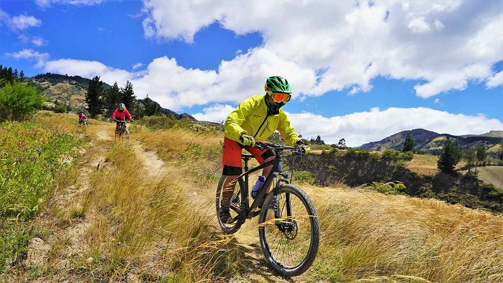 ecuador mountain bikers on trail