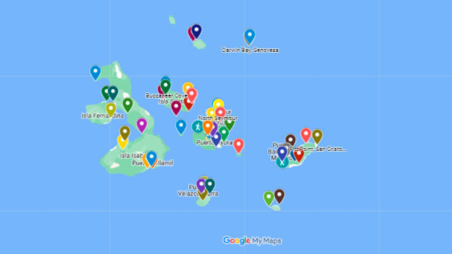 galapagos islands map visitor sites